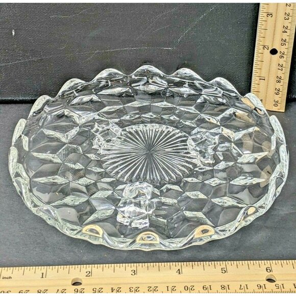 Fostoria Cubist Crystal Tri-Footed Serving Plate 7 Inches 18e - Picture 2 of 6